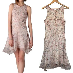 Theyskens' Theory Dora Iviar Dress 100% silk Size 10 Pastel Embellished A-Line